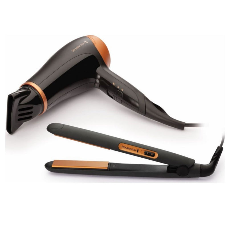 Remington D3012GP Hair Care Gift Set Dryer & Straightener Black/Bronze