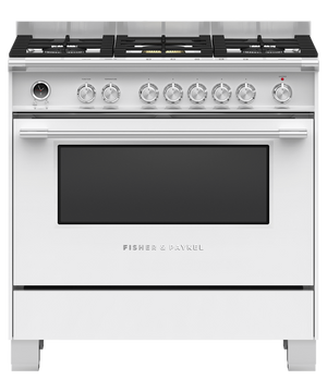 FISHER AND PAYKEL OR90SCG6W1 Freestanding Cooker, Dual Fuel, 90cm, 5 Burners, Self-cleaning