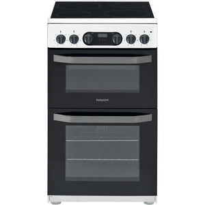 HOTPOINT ELECTRIC FREESTANDING DOUBLE COOKER: 50CM HD5V93CCW/UK - 859991586210