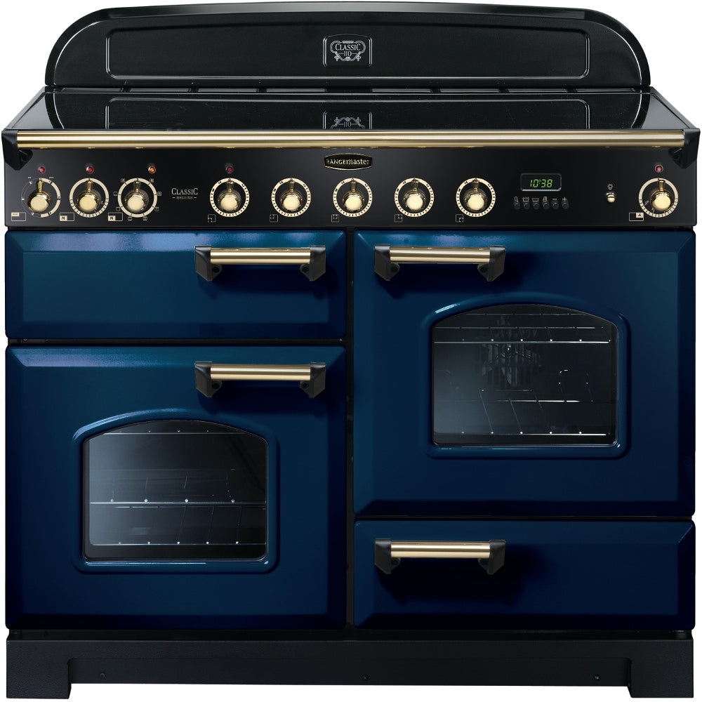 Rangemaster Classic Deluxe 110cm Electric Induction Range Cooker Regal Blue/Brass..X DISPLAY | CDL110EIRB/B