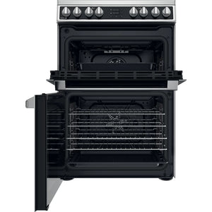 HOTPOINT ELECTRIC FREESTANDING DOUBLE OVEN COOKER 60CM HDM67V8D2CX/UK