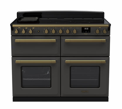 Rangemaster Estel Deluxe 110 Induction Range Cooker Slate with Antique Brass Trim | ESDLB110EIPSLT/AB1