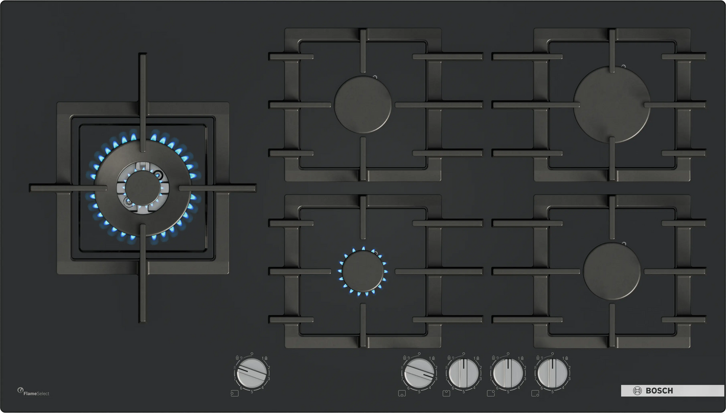 Bosch Series 6 Gas Hob 5 Burner Black | PPM9A6I40