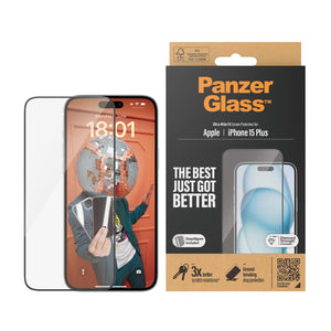 PanzerGlass® Screen Protector iPhone 15 Plus Ultra-Wide Fit w. EasyAligner | 2811