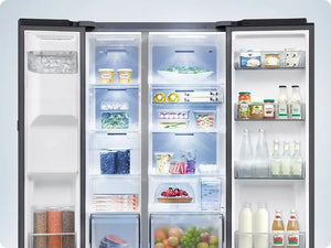 Samsung Bespoke AI Series 9 Freestanding American Style Fridge Freezer Black | RS90F64EEFEU