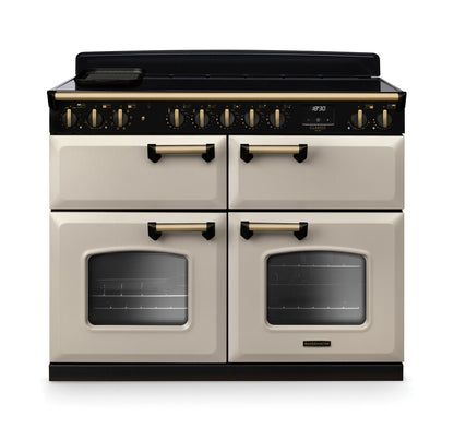 Rangemaster Classic Deluxe 110 Induction Range Cooker Pale Cream with Antique Brass Trim | CLDLB110EIPPCR/AB1