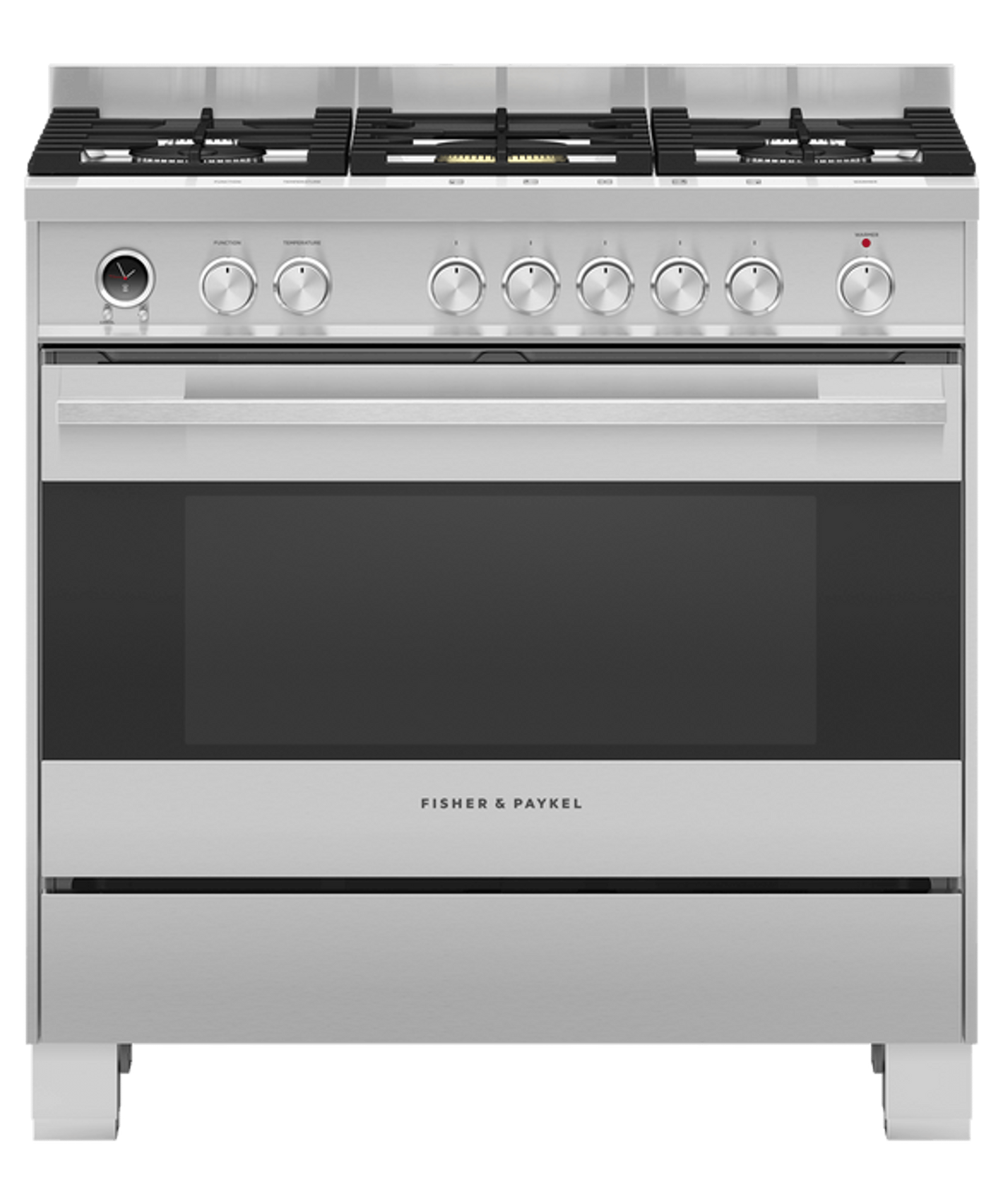 Fisher & Paykel 90cm Series 9 Contemporary 5 Burner Dual Fuel Pyrolytic Freestanding Cooker | OR90SDG6X1