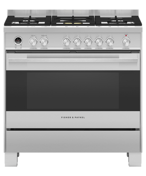 Fisher & Paykel 90cm Series 9 Contemporary 5 Burner Dual Fuel Pyrolytic Freestanding Cooker | OR90SDG6X1