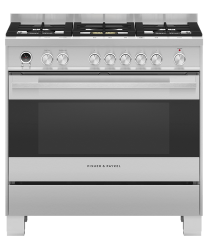 Fisher & Paykel 90cm Series 9 Contemporary 5 Burner Dual Fuel Pyrolytic Freestanding Cooker | OR90SDG6X1