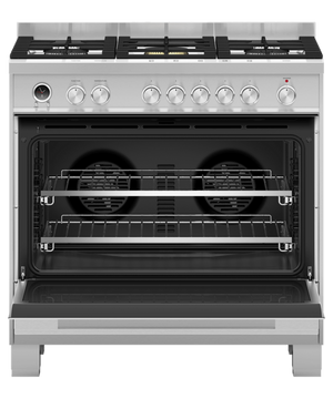 Fisher & Paykel 90cm Series 9 Contemporary 5 Burner Dual Fuel Pyrolytic Freestanding Cooker | OR90SDG6X1