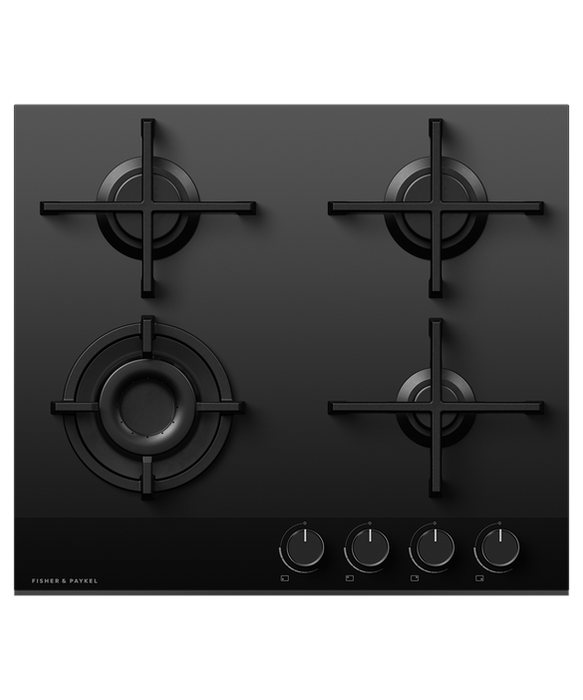 FISHER & PAYKEL CG604DLPGB4 Gas on Glass Cooktop, 60cm, LPG