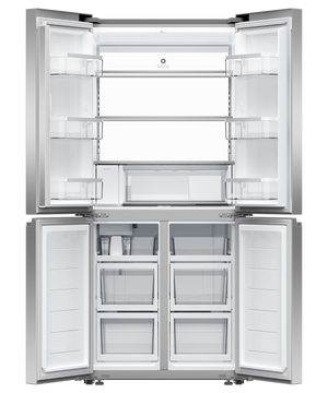 Fisher & Paykel Freestanding Quad Door Refrigerator Freezer, 79cm, 498L, Ice & Water | RF500QNUX1
