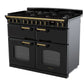 Rangemaster Classic Deluxe 110cm Dual Fuel Range Cooker (Slow Oven) - Gloss Black with Antique Brass Trim | CLDLB110DFPGBL/AB1