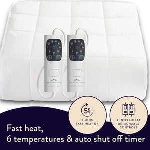 Dreamland Snowed In Organic Cotton Warming Mattress Protector with Dual Controllers - White | 16888
