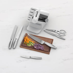Ninja StaySharp 6-Piece Stainless Knife Set, White Block & Built-In Sharpener | K62006EUWH