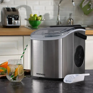 Daewoo Ice Cube Maker Machine 1.2 Litre Tank Self Clean Stainless Steel | 970029