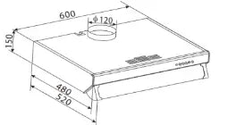 Cata 60cm Top + Back Vented Visor Cooker Hood  | UBVHRV60BK