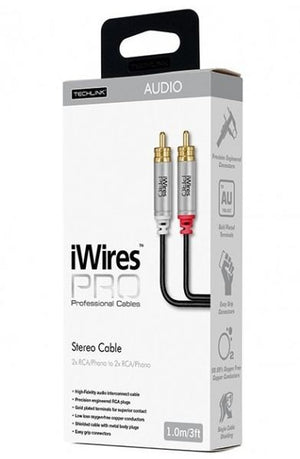 Techlink iWires PRO 1 Metre 2x RCA to 2x RCA Stereo Cable | TL711031