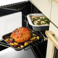 Rangemaster Estel Deluxe 110 Dual Fuel Range Cooker Gloss Black with Antique Brass Trim | ESDLB110DFPGBL/AB1