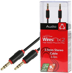 TECHLINK 3.5MM Stereo - 3.5MM Stereo 3M / 9Ft Lead Black | 710263TL