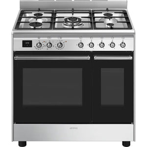 Smeg 90cm Range Cooker Dual Fuel Stainless Steel | CX92GM