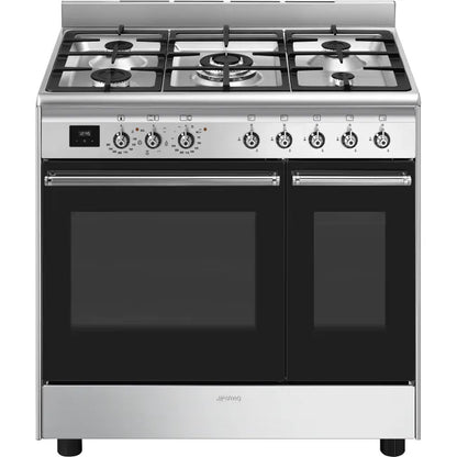 Smeg 90cm Range Cooker Dual Fuel Stainless Steel | CX92GM