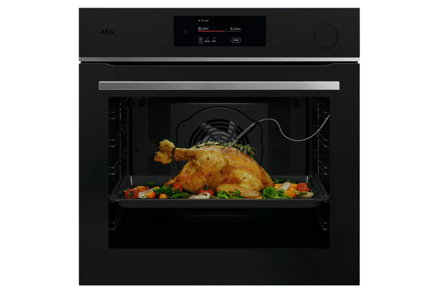AEG 7000 Series MealAssist Built-in Pyrolytic Single Oven Matt Black | TR7PB731ST