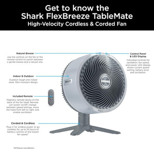 Shark FlexBreeze Tablemate Portable 11.8" Desk Fan - Winter Fog | FA150UK