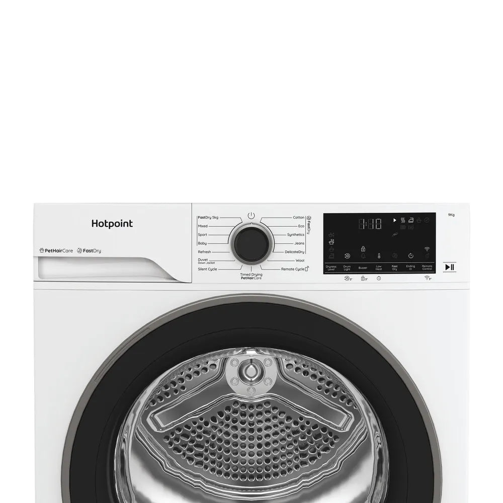 Hotpoint 9kg Heat Pump Tumble Dryer with Pet-Hair Care- White | HHDW90WWIRE