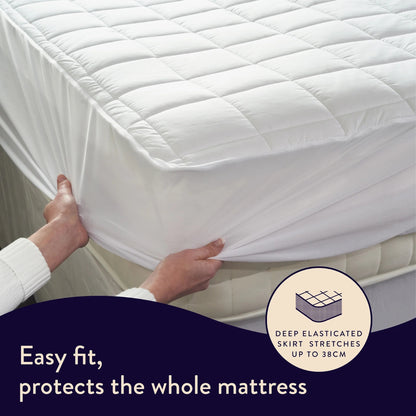 Dreamland Snowed In Organic Cotton Warming Mattress Protector with Dual Controllers - White | 16888