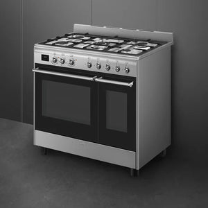 Smeg 90cm Range Cooker Dual Fuel Stainless Steel | CX92GM