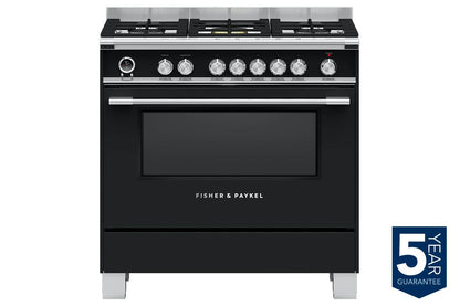 Fisher & Paykel Black 90cm Dual Fuel Range Cooker | OR90SCG6B1