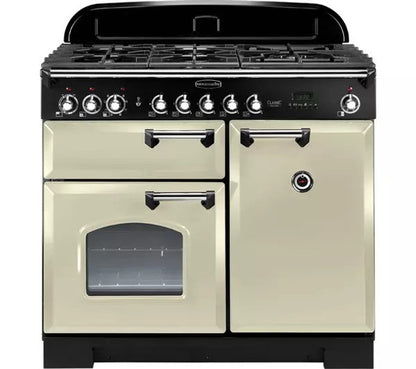 Rangemaster Classic DELUXE 100 Dual Fuel Cream with Chrome Trim | CDL100DFFCR/C