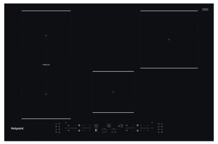 Hotpoint TB3977BBF, 77cm, 4-Zone Induction Hob, Black