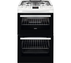 Zanussi  55 cm Gas Cooker, Double Oven -Natural Gas Only White | ZCG43250WA