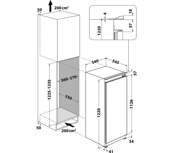 HOTPOINT HS12A1D1 INTEGRATED 122CM INTEGRATED FRIDGE