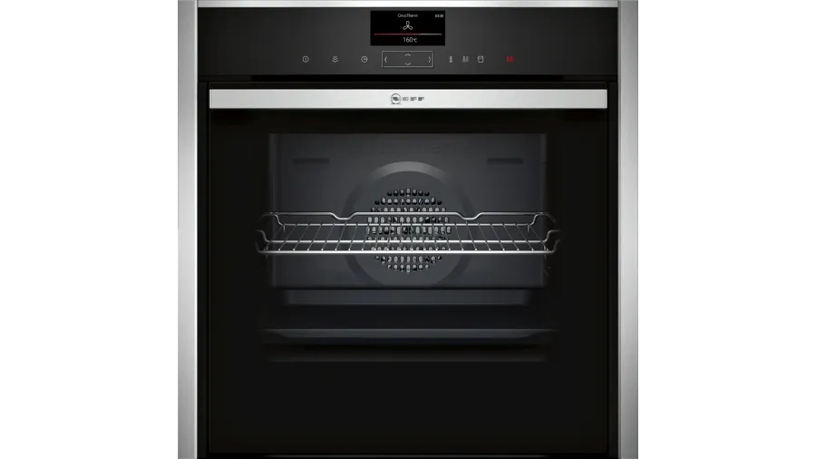 Neff B47FS34H0B, Wifi Connected, Slide & Hide, Full Steam, Built-In Electric Single Oven, Stainless Steel