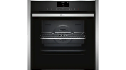 Neff B47FS34H0B, Wifi Connected, Slide & Hide, Full Steam, Built-In Electric Single Oven, Stainless Steel