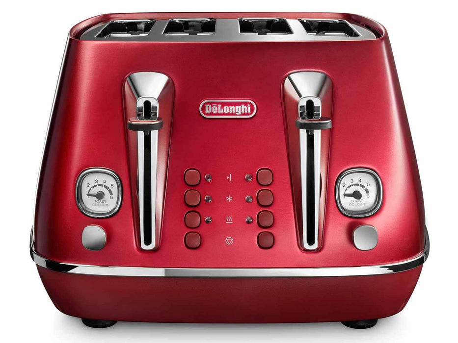 DeLonghi CTOC4003R, Icona Capitals 4 Slice Toaster, Red