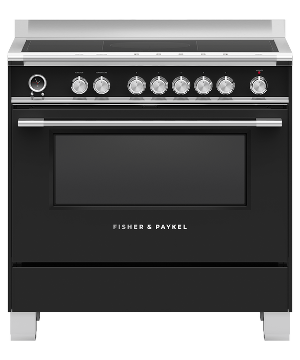 FISHER & PAYKEL 90CM 5 ZONE INDUCTION RANGE COOKER IN BLACK | OR90SCI6B1