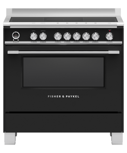 FISHER & PAYKEL 90CM 5 ZONE INDUCTION RANGE COOKER IN BLACK | OR90SCI6B1