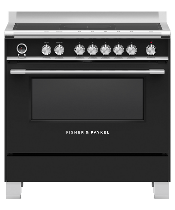 FISHER & PAYKEL 90CM 5 ZONE INDUCTION RANGE COOKER IN BLACK | OR90SCI6B1