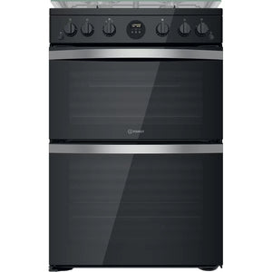 Indesit Double Oven Gas Cooker - Black| ID67GOMCB/UK