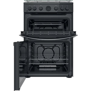 Indesit Double Oven Gas Cooker - Black| ID67GOMCB/UK