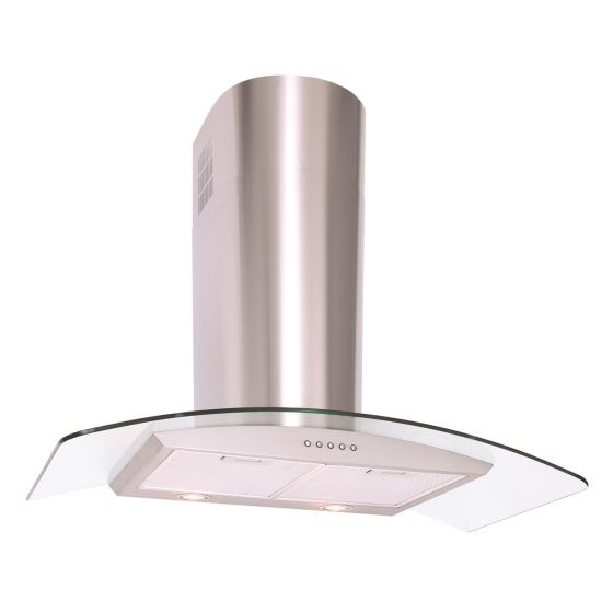 90cm Curved Glass Cooker Hood SS Brands Luxair Cooker Hoods LA-90-CVD-GL-UK