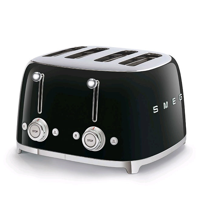 SMEG 4 SLICE RETRO STYLE TOASTER BLACK TSF03BLUK